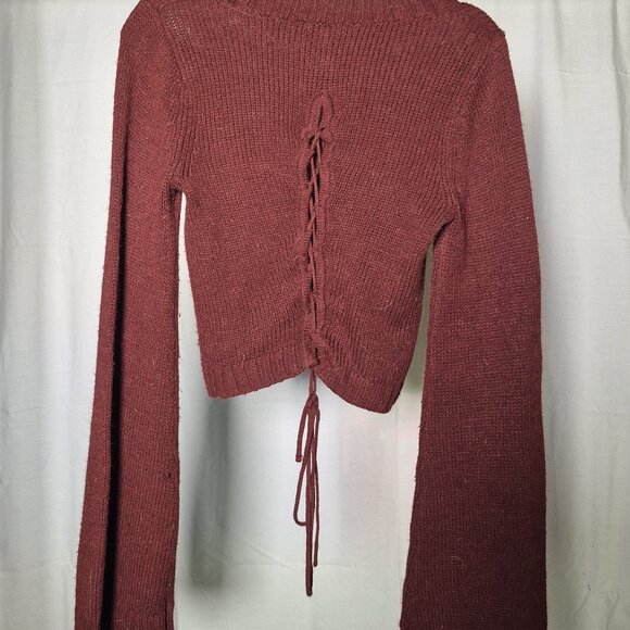 Tobi Women's Burgundy Sweater with Back Lacing. Size Small - Picture 2 of 2